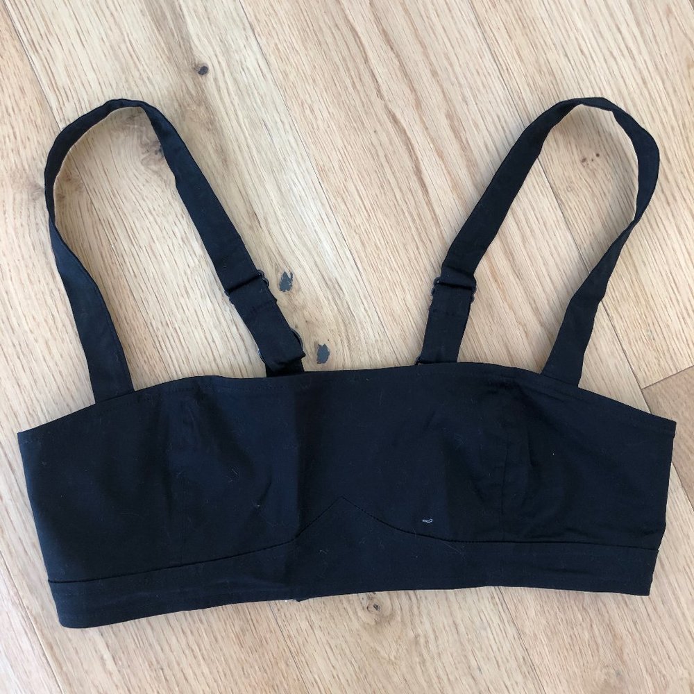 Danielle Bernstein Black Poplin Crop Top - Picture 1 of 4